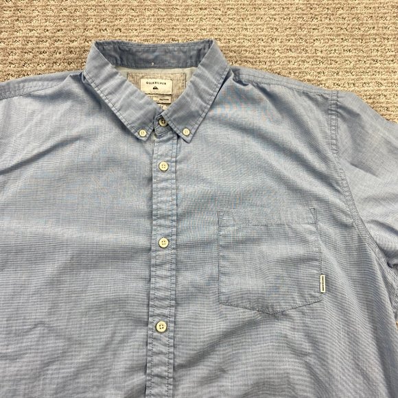 QUIKSILVER Shirt Men XXL Blue Button Down Modern Fit Casual Pocket Poly Cotton - Picture 2 of 10